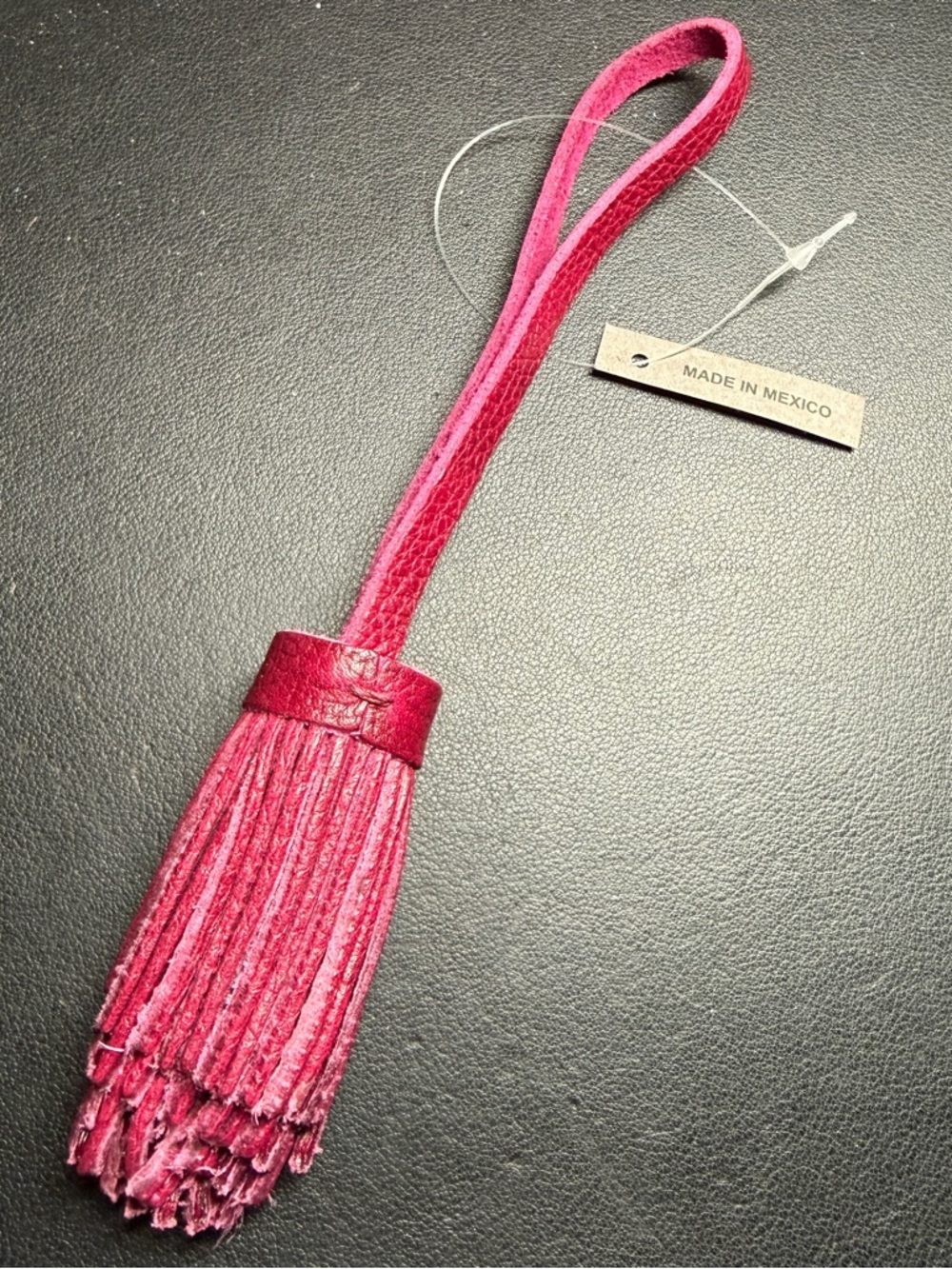 NWT Orchid Pom Portland Leather Goods Tassel Purse Charm Intense Fuchsia